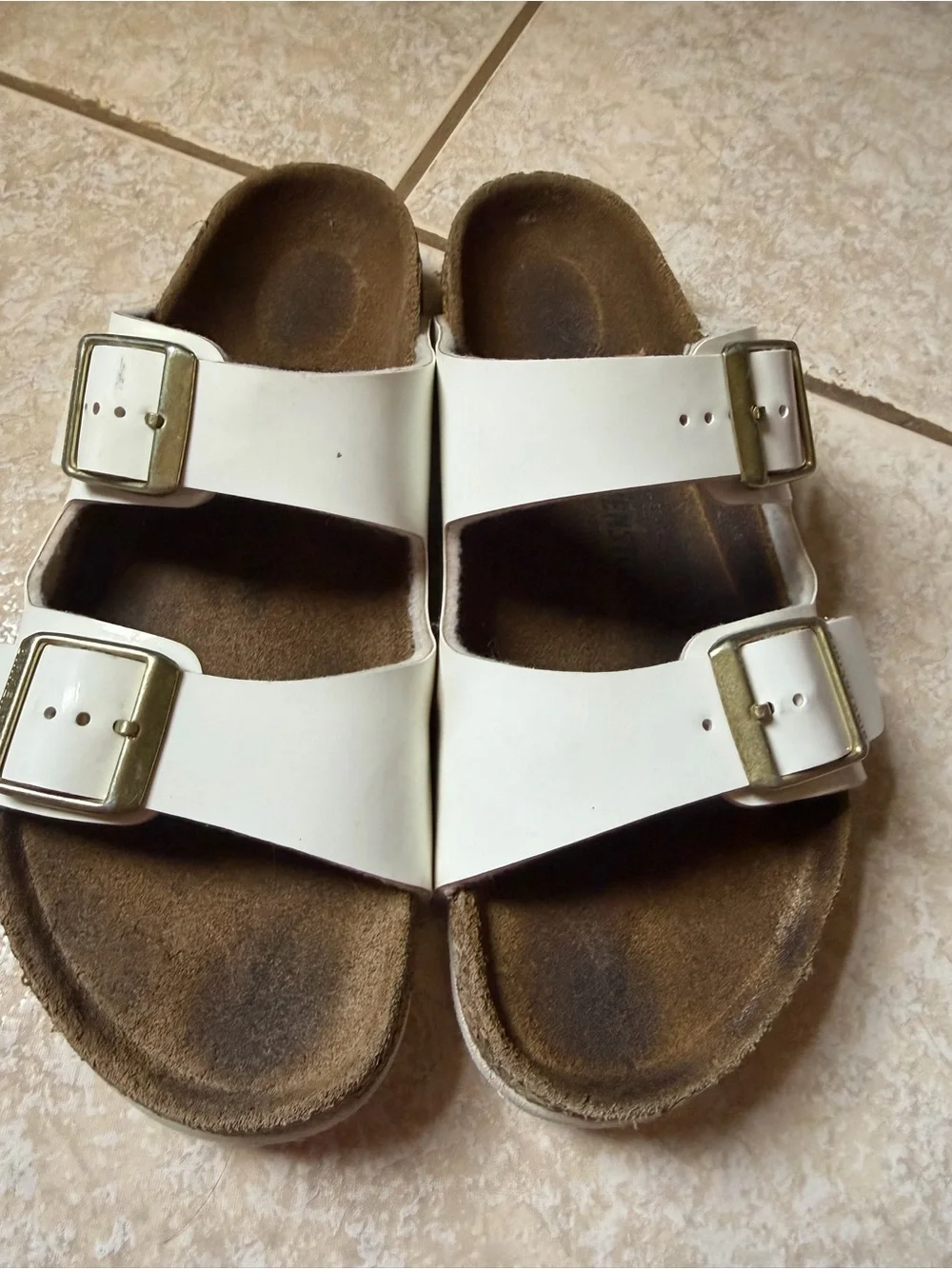 Birkenstock Kids White Double-Buckle Slide Sandals size 34